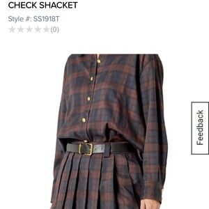 English Factory Navy and Brown Plaid Button-Up Shirt